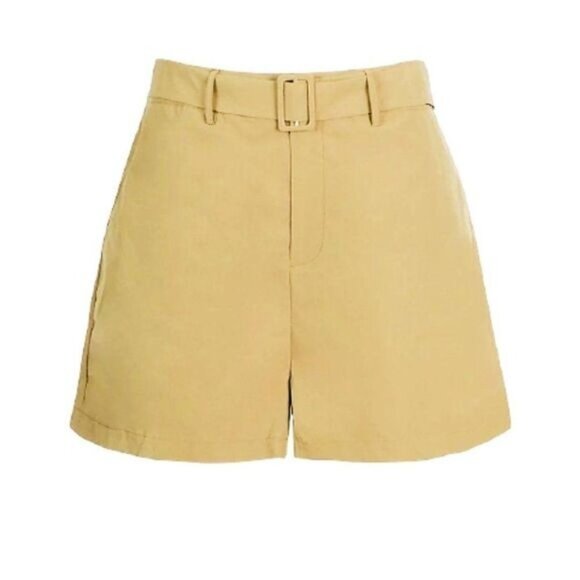 boohoo Women's Khaki‎ Plus Woven Self Fabric Belted Tailored Short - Picture 2 of 8